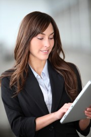 electronic tablet Businesswoman using electronic tablet