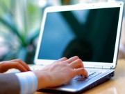 typing on laptop