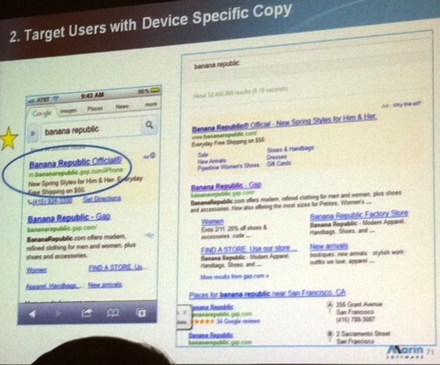 Target mobile searchers with device specific copy Target mobile searchers with device specific copy