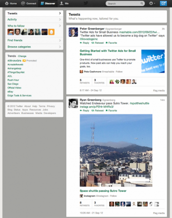 Twitter adjusted its Discover tab recently to expand images and content previews automatically on the page. Twitter adjusted its Discover tab recently to expand images and content previews automatically on the page.