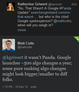 Matt Cutts Tweet