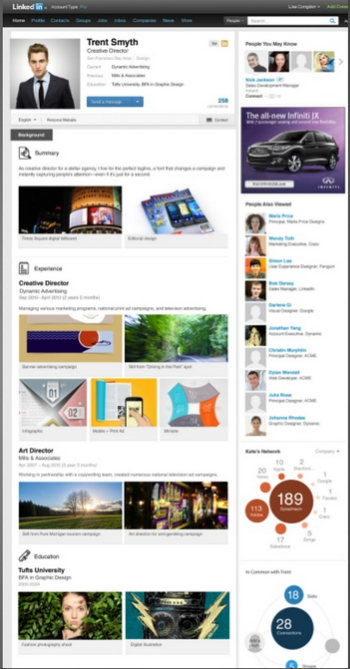 LinkedIn profile with visuals