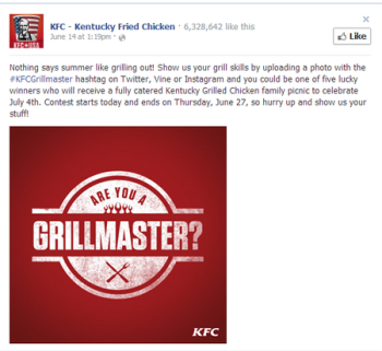 KFC uses hashtags to organize social content.