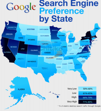 Search engine preferences differ by state.